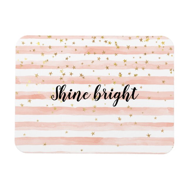 Imán Rubor Watercolor Stripes Gold Stars Shine (Horizontal)