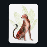 Imán Ruby Runner Leopardo<br><div class="desc">Ruby Runner I de Grace Popp. Un leopardo naranja rojizo descansa frente a hojas de palma verde claro. | 161321D</div>