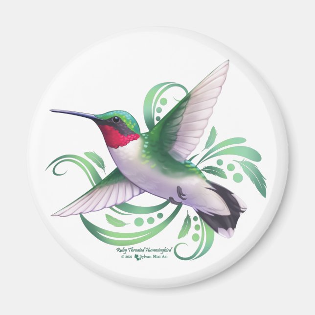 Imán Ruby Throed Hummingbird (Frente)