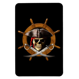 Imán Rueda alegre del pirata de Rogelio