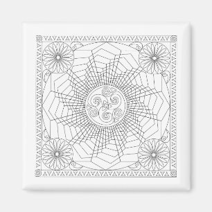 Imán Rueda de Mandala en blanco y negro - Tarjeta de co