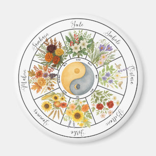 Imán Rueda floral acuática del año Pagan Wicca