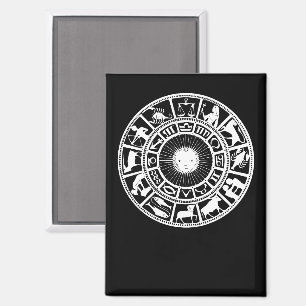 Imán Rueda zodiaca con sol y símbolos astrológicos