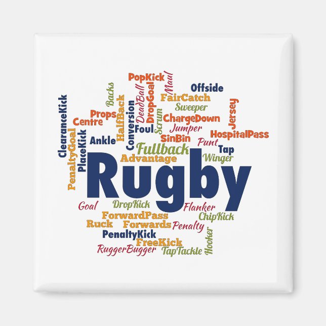 Imán Rugby Word Cloud (Frente)