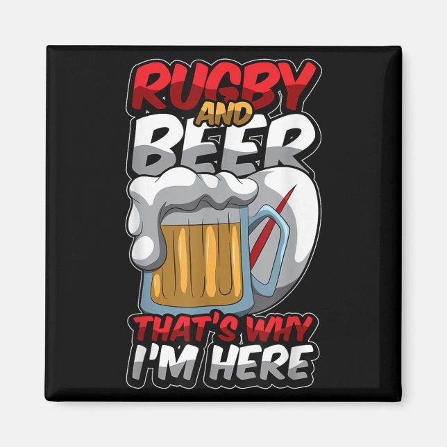 Imán Rugby Y Cerveza Es Por Eso Que Estoy Aquí Funny Ru (Frente)