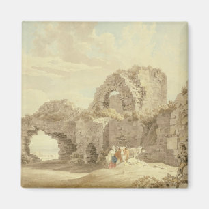 Imán Ruinas del castillo de Pevensey (w/c en el papel)