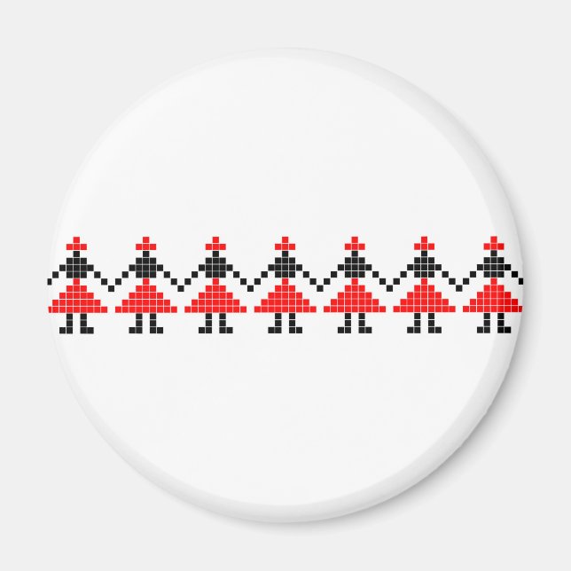 Imán rumania baile étnico de folk traje de motivos geom (Frente)