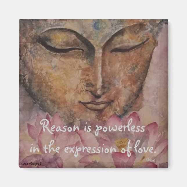Imán Rumi Love Cita Buddha Watercolor Art Magnet (Frente)