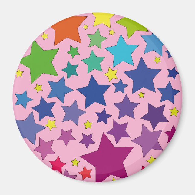 Imán runder Magnet mit bunten Sternen (Frente)