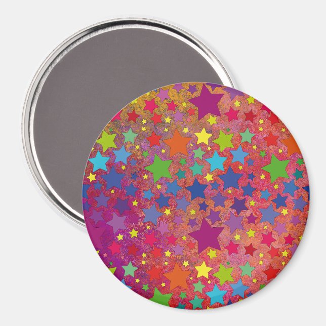 Imán runder Magnet mit bunten Sternen 2 (Anverso/Reverso)