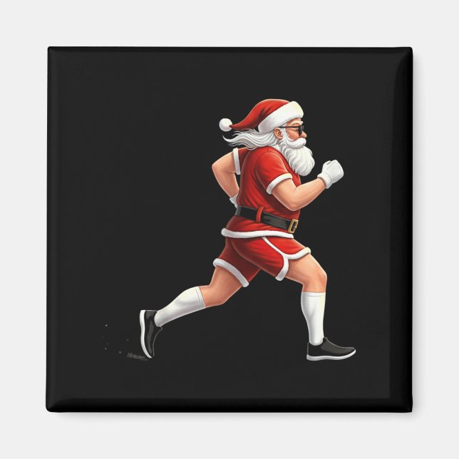 Imán Running Santa Christmas Graphic Runner Run Maratho (Frente)