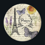 Imán rural francés scripts de campo paris eiffel tower<br><div class="desc">rústico de campo francés guiones paris eiffel tower accesorios para el hogar. regalos de matrimonio de parís para los amantes de parís.</div>