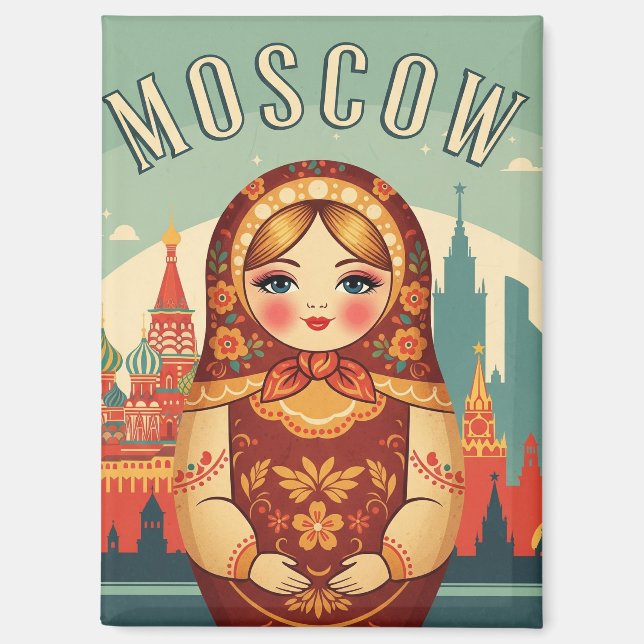 Imán Rusia Moscú Matroyshka Muñeca Viaje (Anverso)