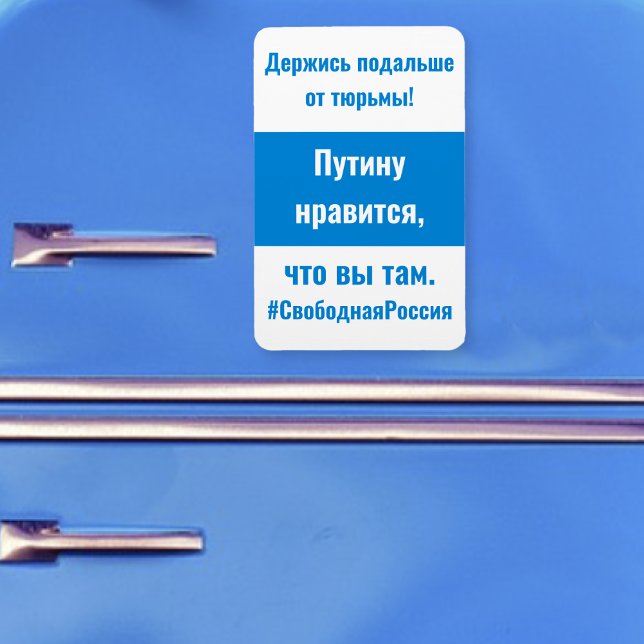 Imán Rusia -Permanezca Fuera De La Cárcel-Ruso- Blanco  (Russia -Stay Out Of Jail-Russian- White Blue White Magnet by The Social Observatory Shop)