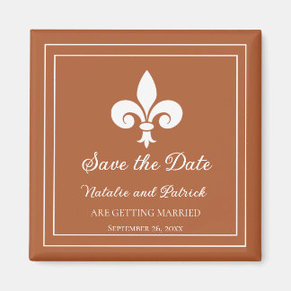 Imán Rust Fleur de Lis Save the Date Magnet