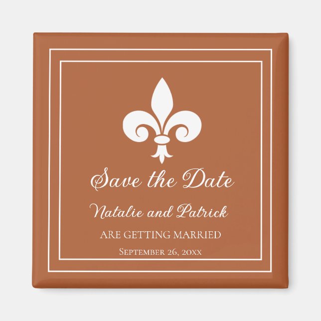 Imán Rust Fleur de Lis Save the Date Magnet (Frente)