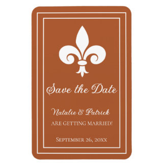 Imán Rust Fleur de Lis Save the Date Magnet