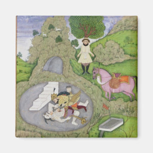 Imán Rustam que mata al demonio blanco, ilustracion de