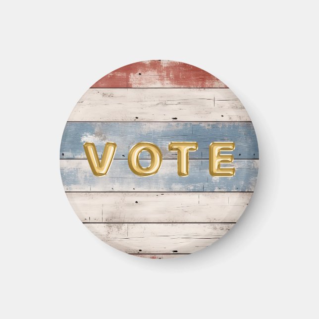 Imán Rustic Americana Wood Plank Vote (Frente)