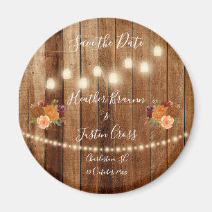 Imán Rustic Barn Wood Save the Date