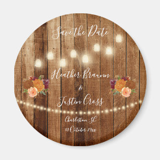 Imán Rustic Barn Wood Save the Date