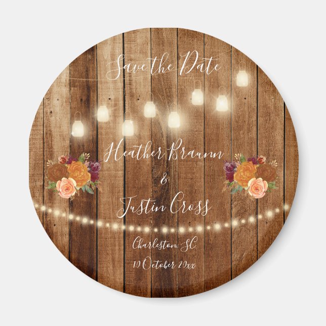 Imán Rustic Barn Wood Save the Date (Frente)