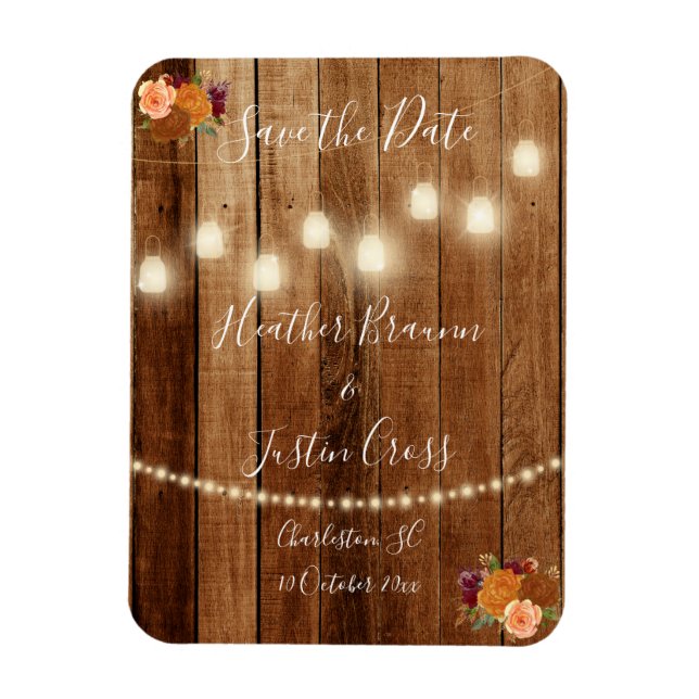 Imán Rustic Barn Wood Save the Date (Vertical)