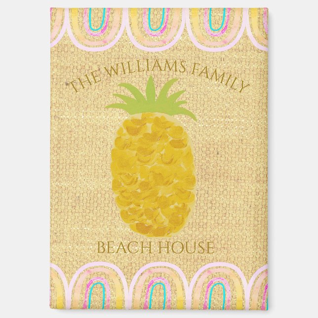 Imán Rustic Boho Pineapple (Anverso)