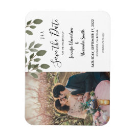 Imán Rustic botanical monogram photo Save the Date