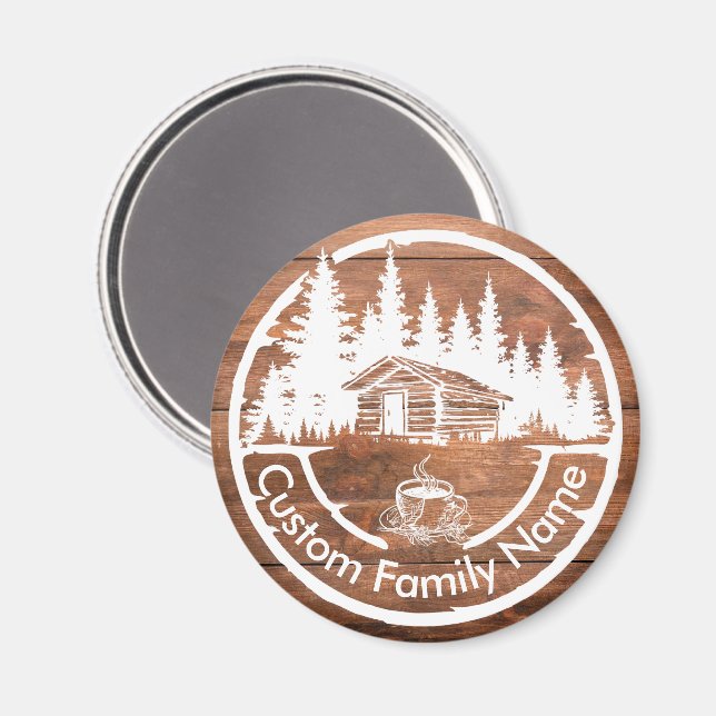 Imán Rustic Cottage Cabin Barn | Custom Family Name (Anverso/Reverso)
