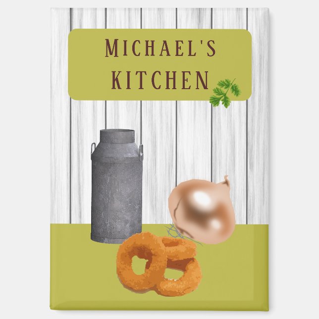 Imán Rustic Country Kitchen with Name Magnet (Anverso)