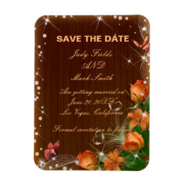 Imán Rustic Dark Wood Floral Wedding Save The Date