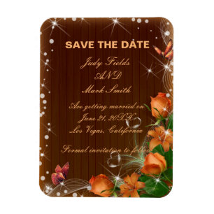 Imán Rustic Dark Wood Floral Wedding Save The Date