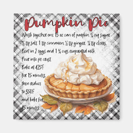 Imán Rustic Fall Gingham Pumpkin Pie Baking Magnet