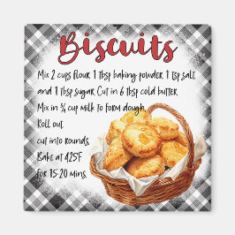 Imán Rustic Farmhouse Biscuit Recipe Gingham Decor 