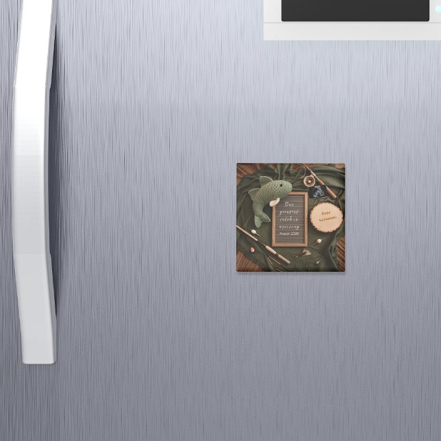 Imán Rustic Fishing Pregnancy Announcement keepsake (Subido por el creador)