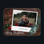 Imán Rustic Merry Christmas - Foto instantánea<br><div class="desc">Envíe algunas Alegría de Navidades que se pueden continuar durante todo el año en un refrigerador o superficie magnética con su Merry Christmas Rustic Instant Photo Magnet.</div>