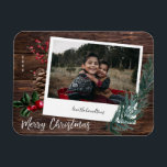 Imán Rustic Merry Christmas - Foto instantánea<br><div class="desc">Envíe algunas Alegría de Navidades que se pueden continuar durante todo el año en un refrigerador o superficie magnética con su Merry Christmas Rustic Instant Photo Magnet.</div>