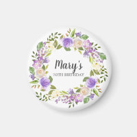 Rustic Purple Floral 70 cumpleaños