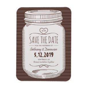 Imán Rustic Save the Date Magnet Country Mason Jar