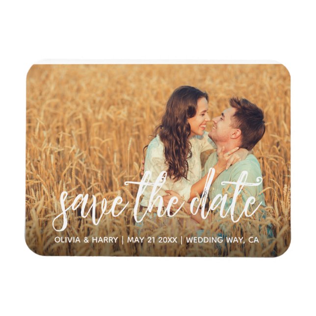 Imán Rustic Save The Date Photo Magnet (Horizontal)