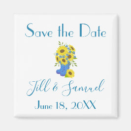 Imán Rustic Sunflower Save the Date