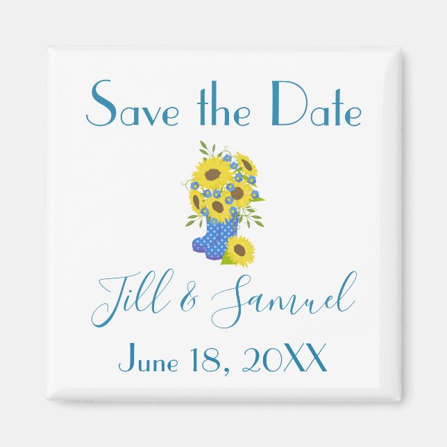 Imán Rustic Sunflower Save the Date (Frente)