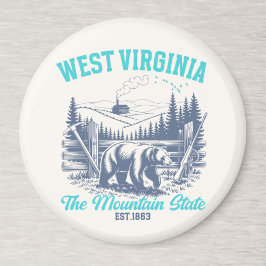 Imán Rustic West Virginia Nature Scene with Bear