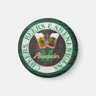 Imán Rustic Wood Cheers Beers Shenanigans