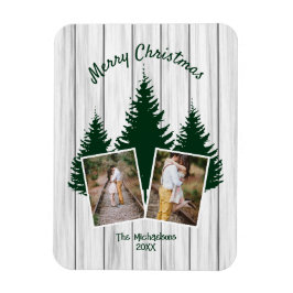 Imán Rustic Woodland Christmas Photo