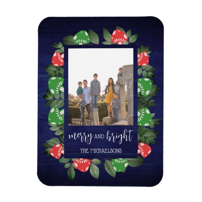 Imán Rustic Woodland Whimsical Mushrooms Christmas (Vertical)