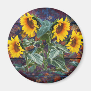 Imán Rústicas hojas otoñales y girasoles