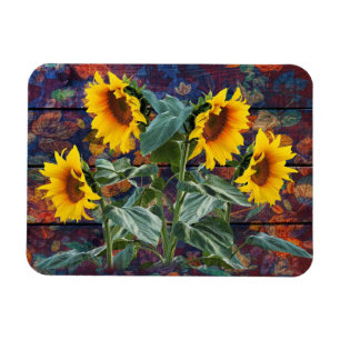 Imán Rústicas hojas otoñales y girasoles