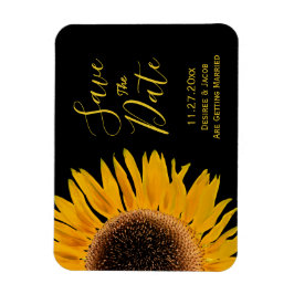 Imán Rústico Amarillo Girasol Negro Salva La Fecha